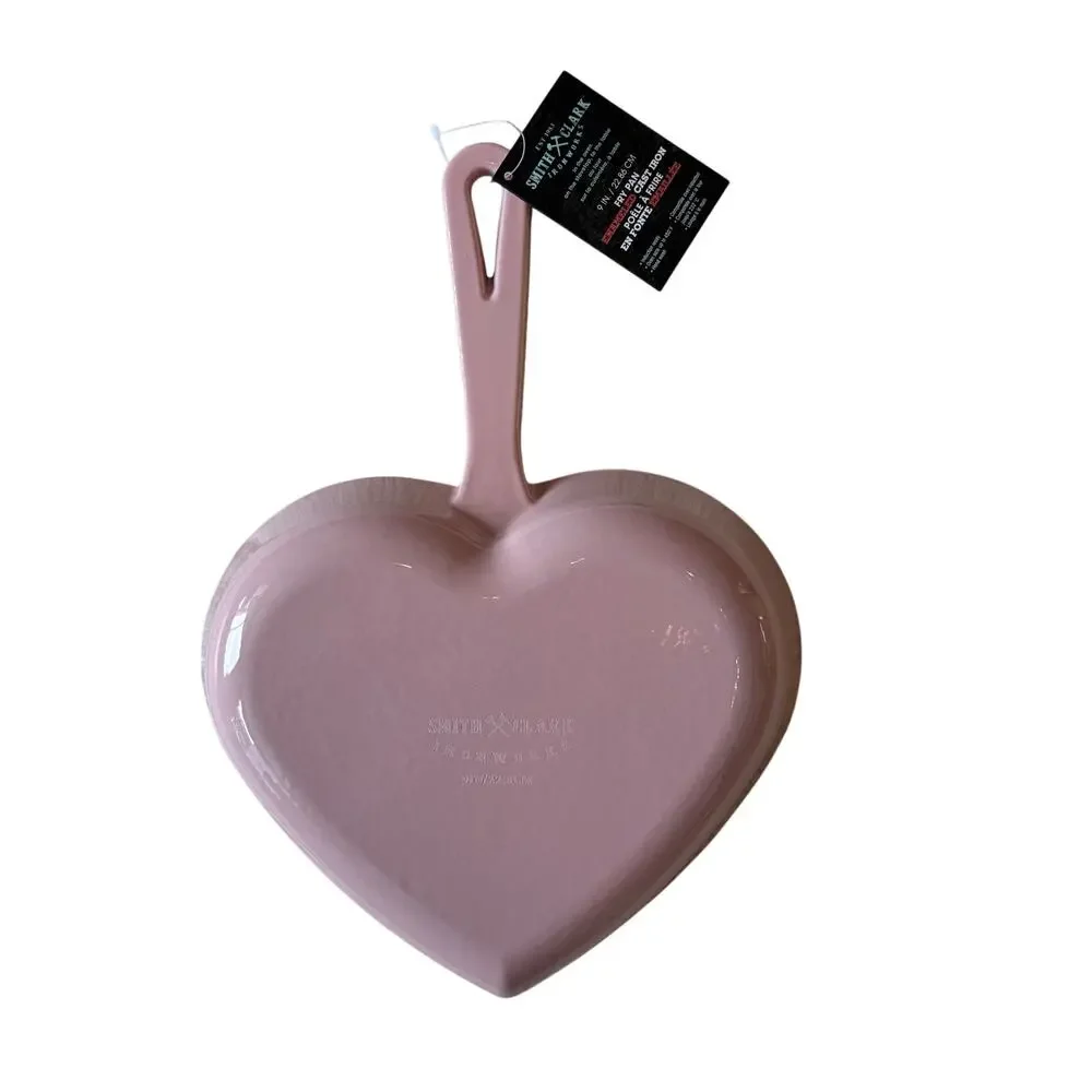 Pink Cast Iron Heart Shaped Skillet 9in Smith & Clark Ironworks Valentine New